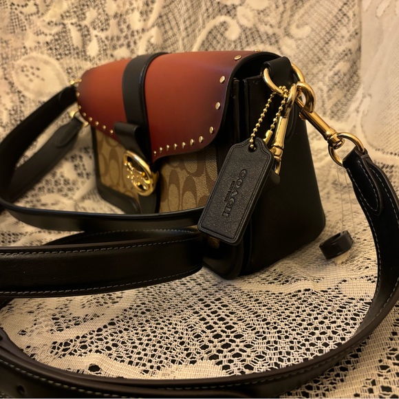 Coach Georgie Shoulder Bag In Colorblock Signature Canvas With Rivets - Picture 9 of 16